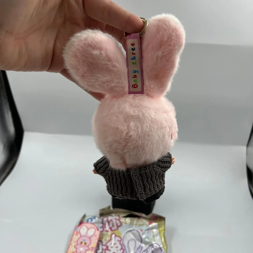 Baby Three Miniature Bunny Light Pink Rabbit Plush Special Eyes Blind Box Figure